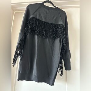 New Mechelle suede fringe trim sweater , M-L
